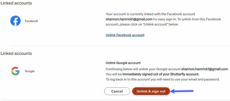 Unlink and Sign Out