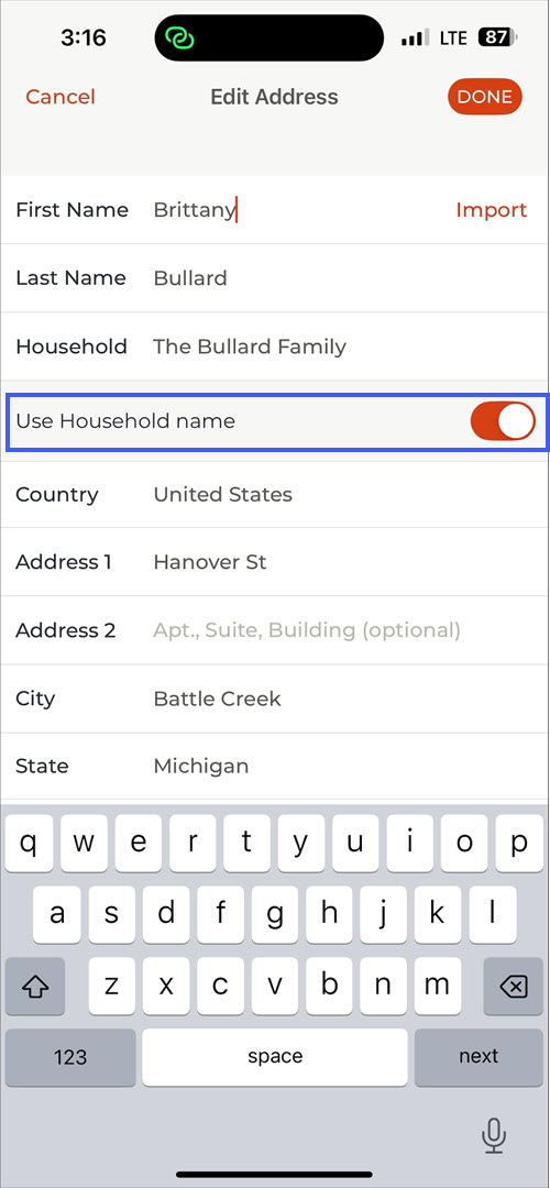 Use Household Name