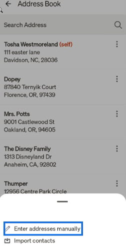 Tap Enter Addresses Manually