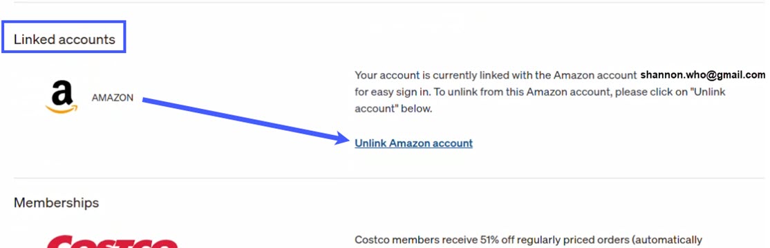Click Unlink Amazon Account