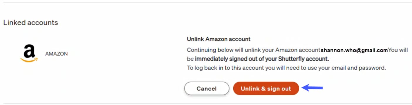 Click Unlink and Sign Out