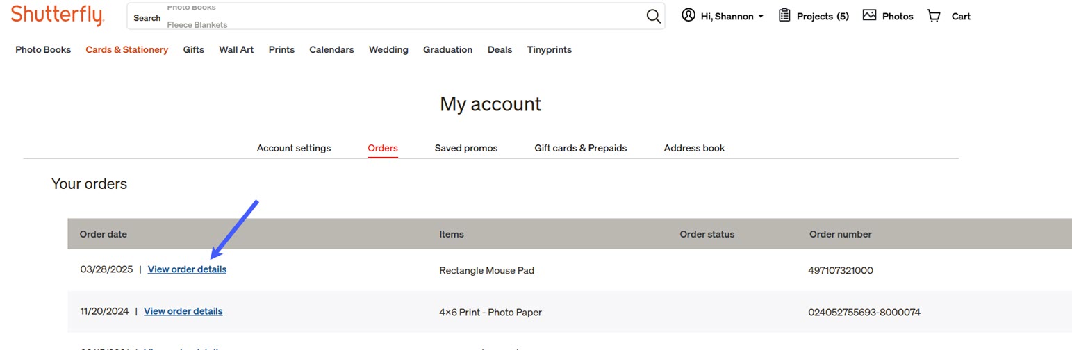 View Order Details