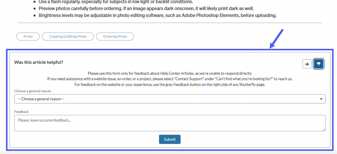 Help Center Article Feedback