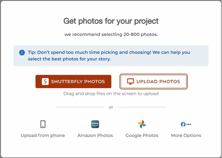 Select Where to Upload Photos From