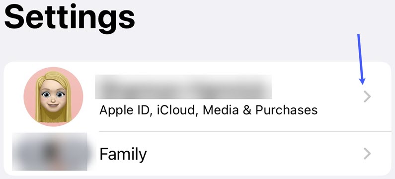 Click Apple ID, iCloud, Media & Purchases
