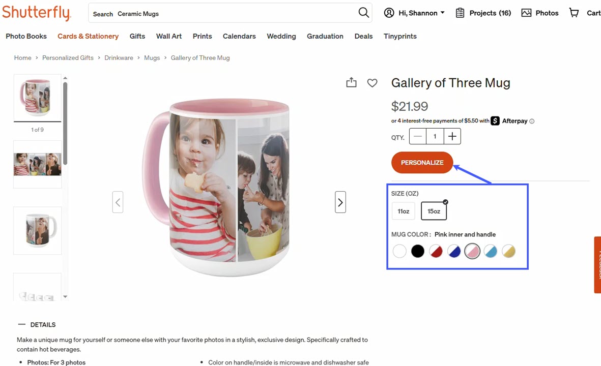 Click Personalize