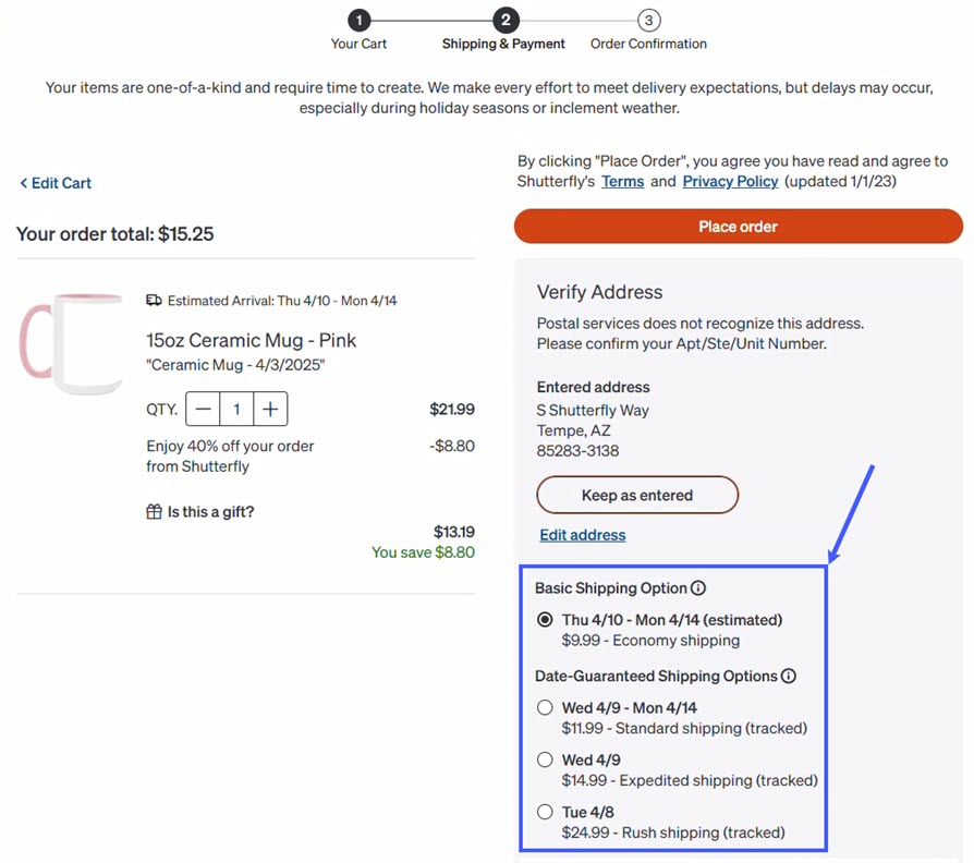Review Shipping Costs