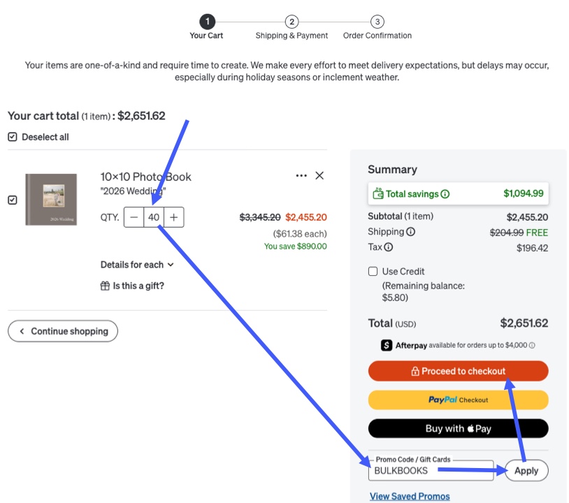 Click Proceed to Checkout