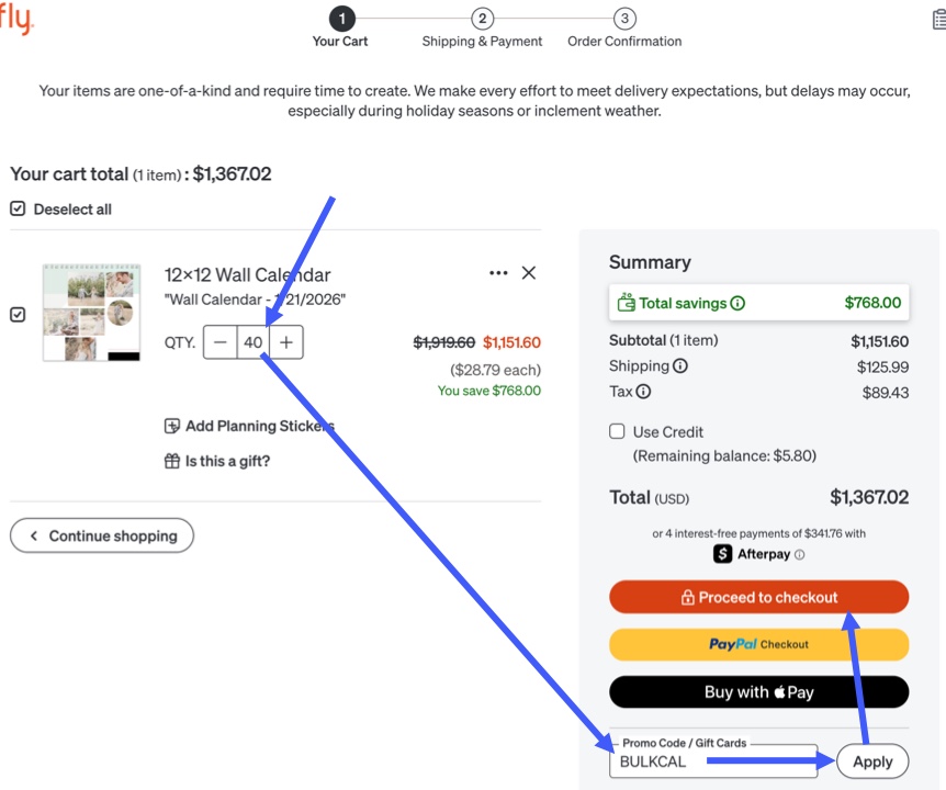 Click Proceed to Checkout