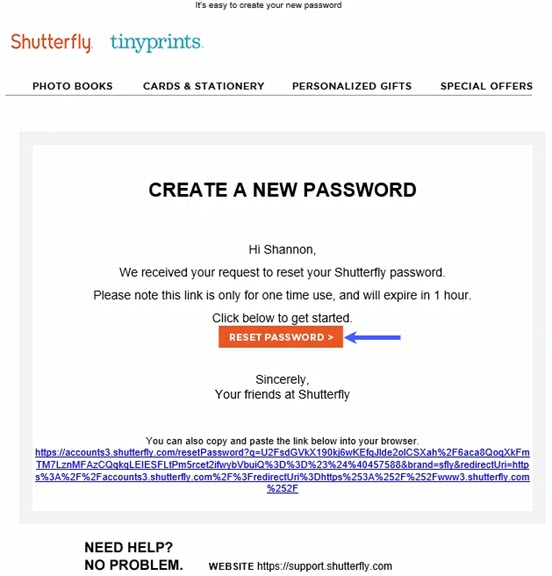 Click Reset Password