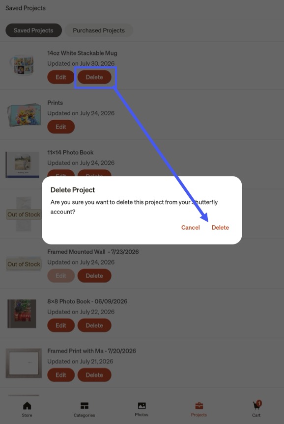 Tap Delete