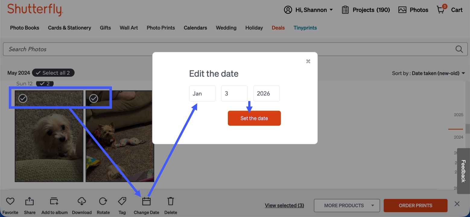 Set Date for Multiple Photos