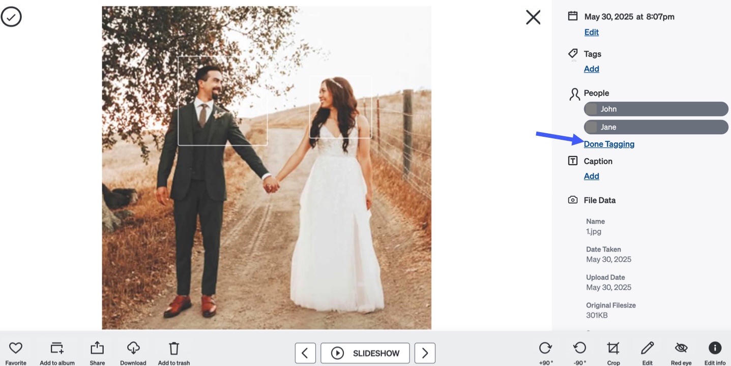 Click Done Tagging
