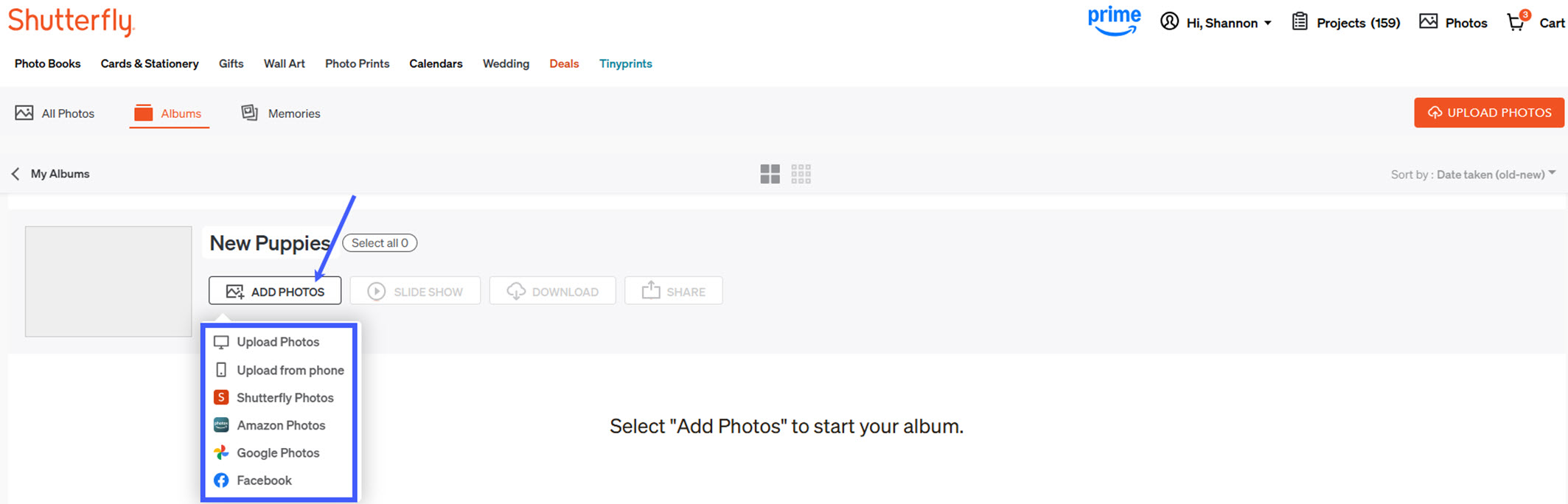 Click Add Photos