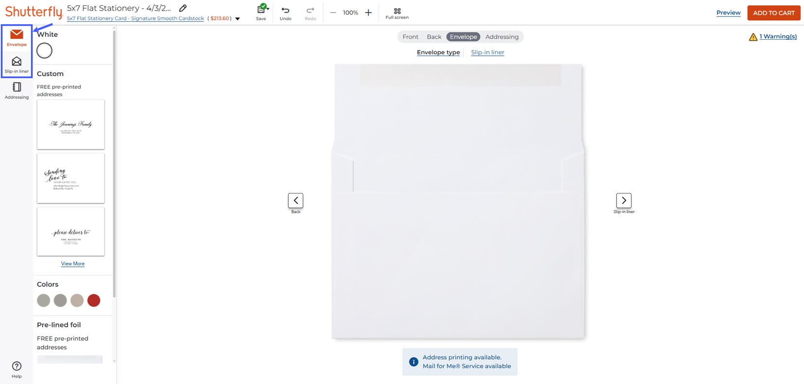 Envelope Options