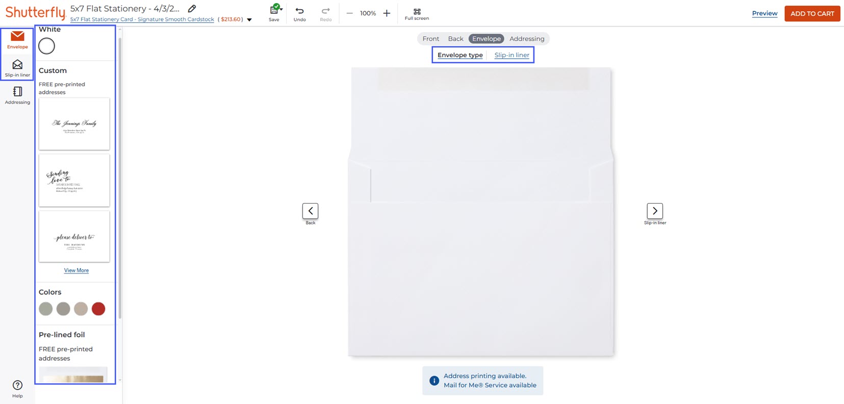 Envelope Options