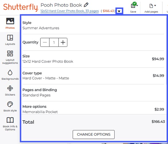 Photo Book Price Summary