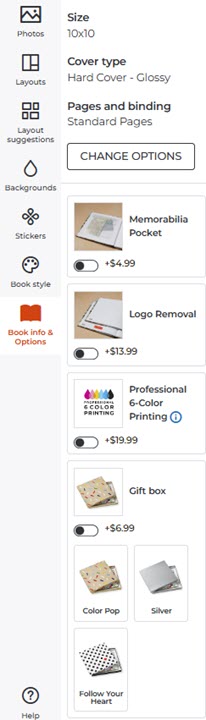 Change Book Options