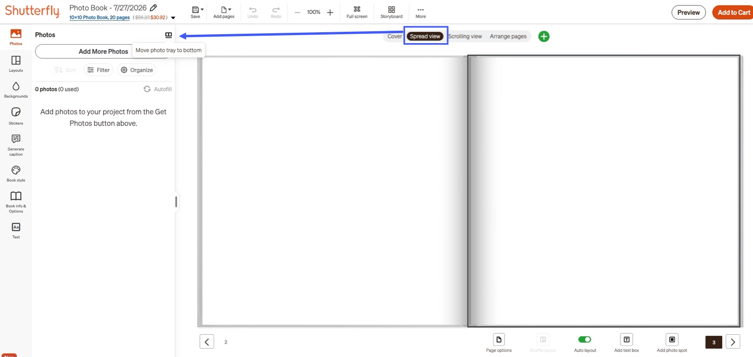 Move Photo Tray to Bottom