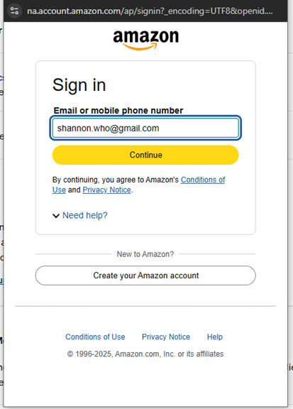 Log Into Amazon