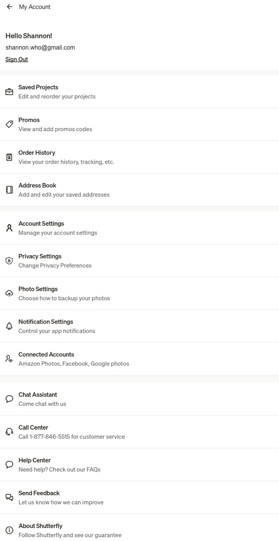 Android My Account
