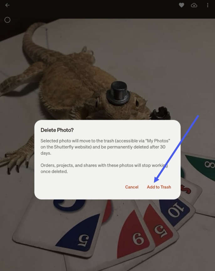 Tap Add to Trash